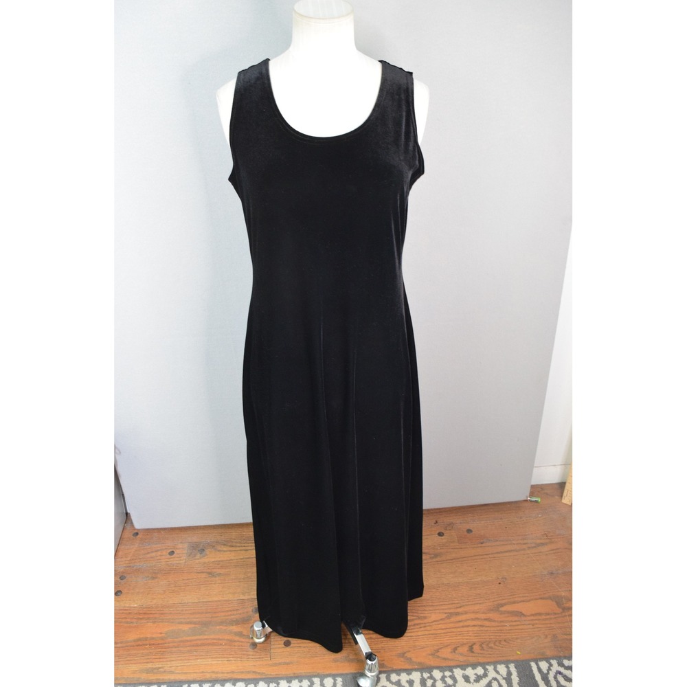 Vtg 90s Ronni Nicole Maxi Dress 6 Black Velvet Sleeveless Scoop Neck Whimsy Goth
